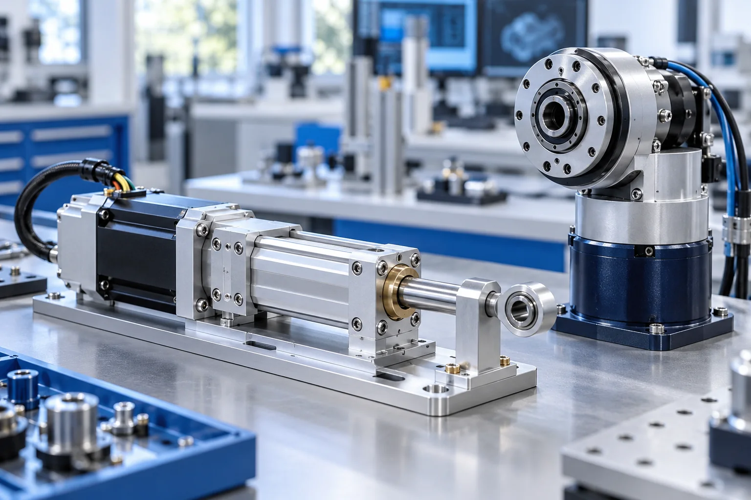 Compact electric actuator and robotic joint drive with bearing-supported output