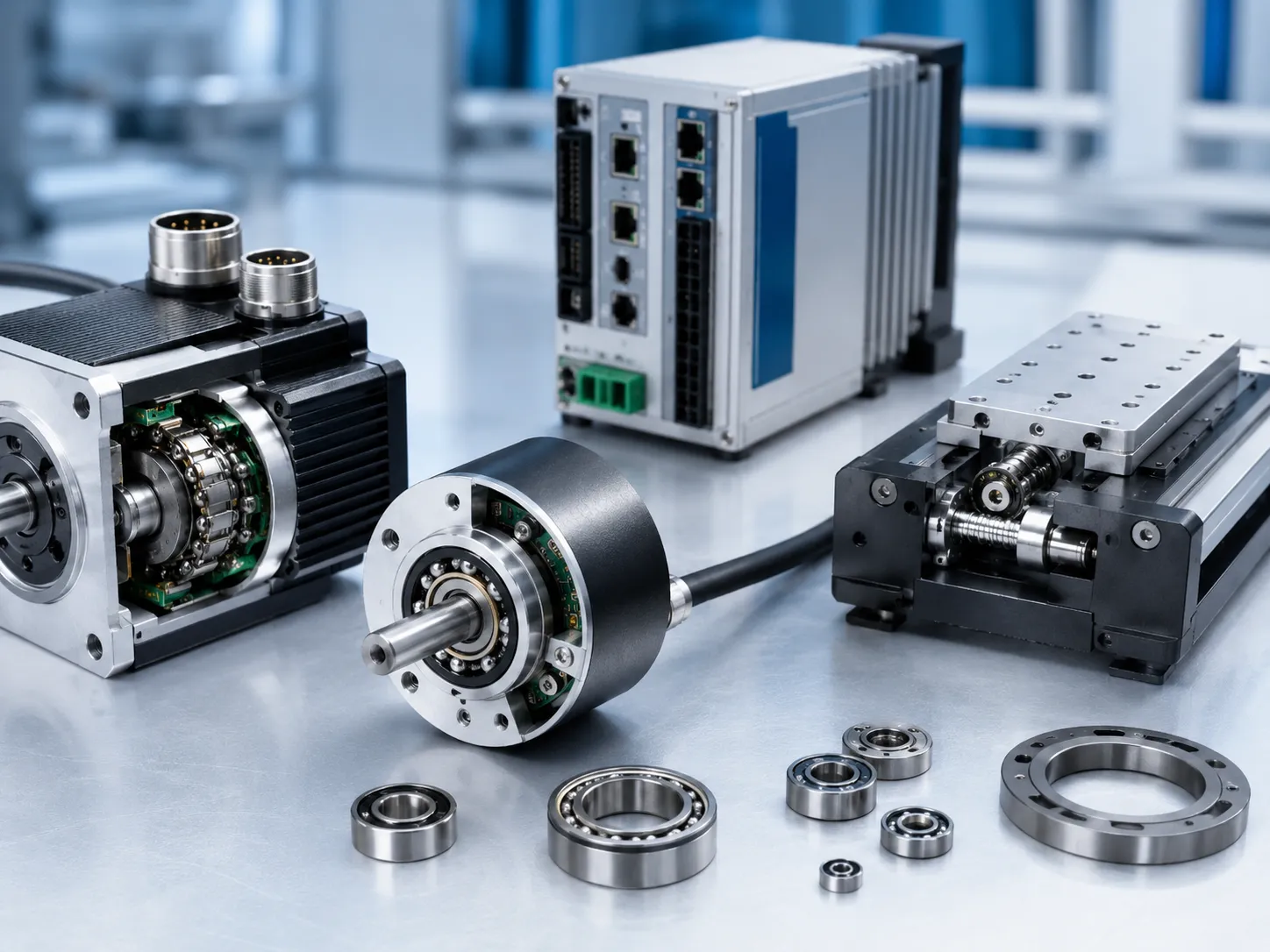 Small electric and BLDC motor components with precision bearings