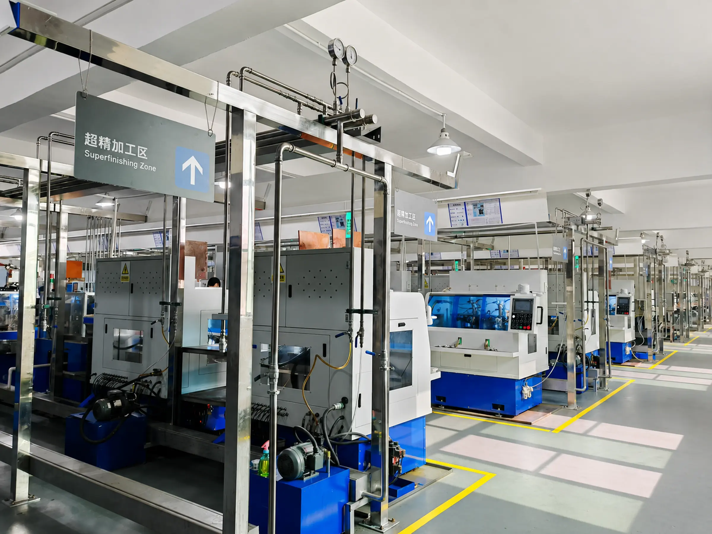 Bearing superfinishing production zone