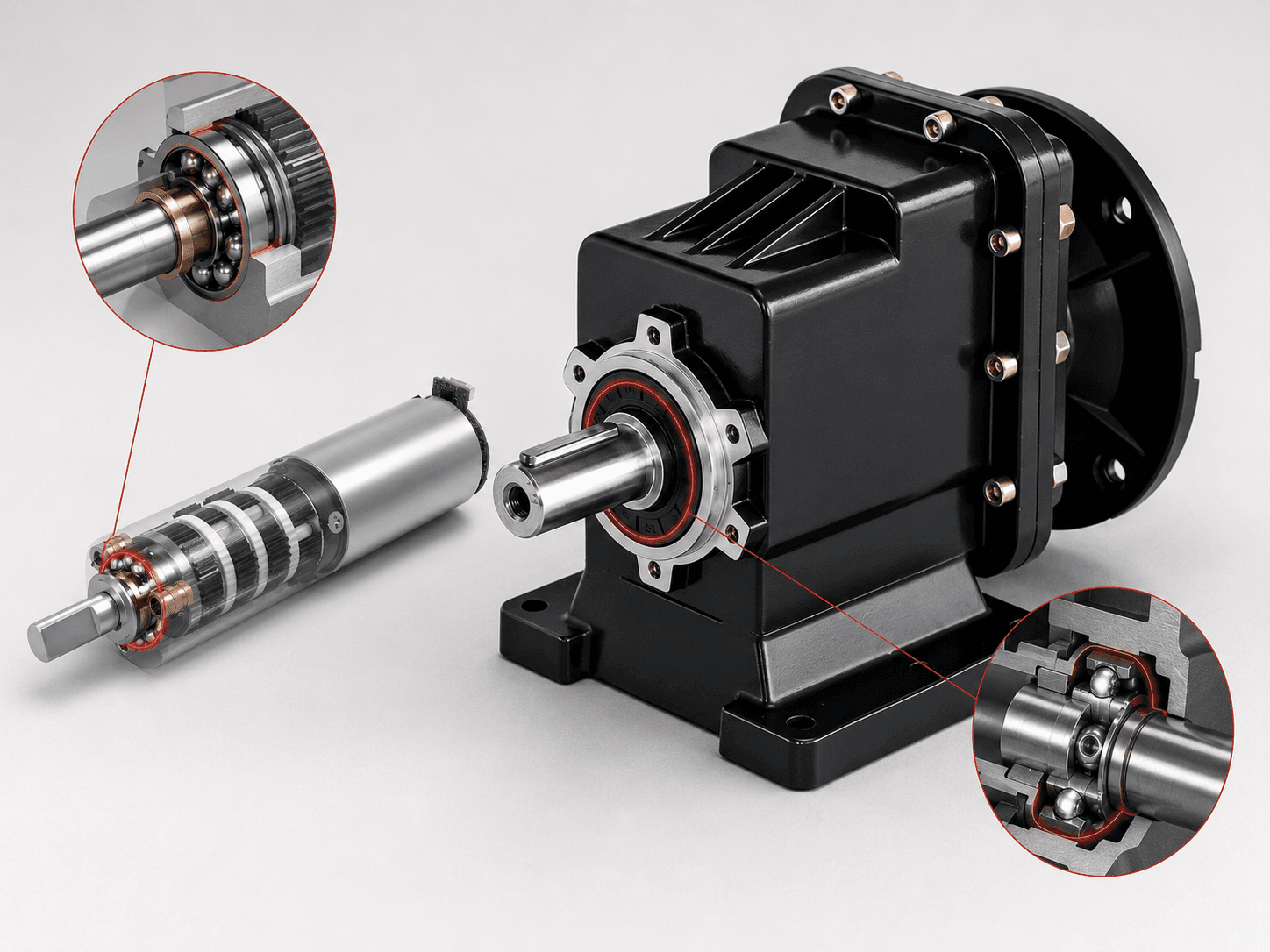 Compact gearbox with gears and bearing locations