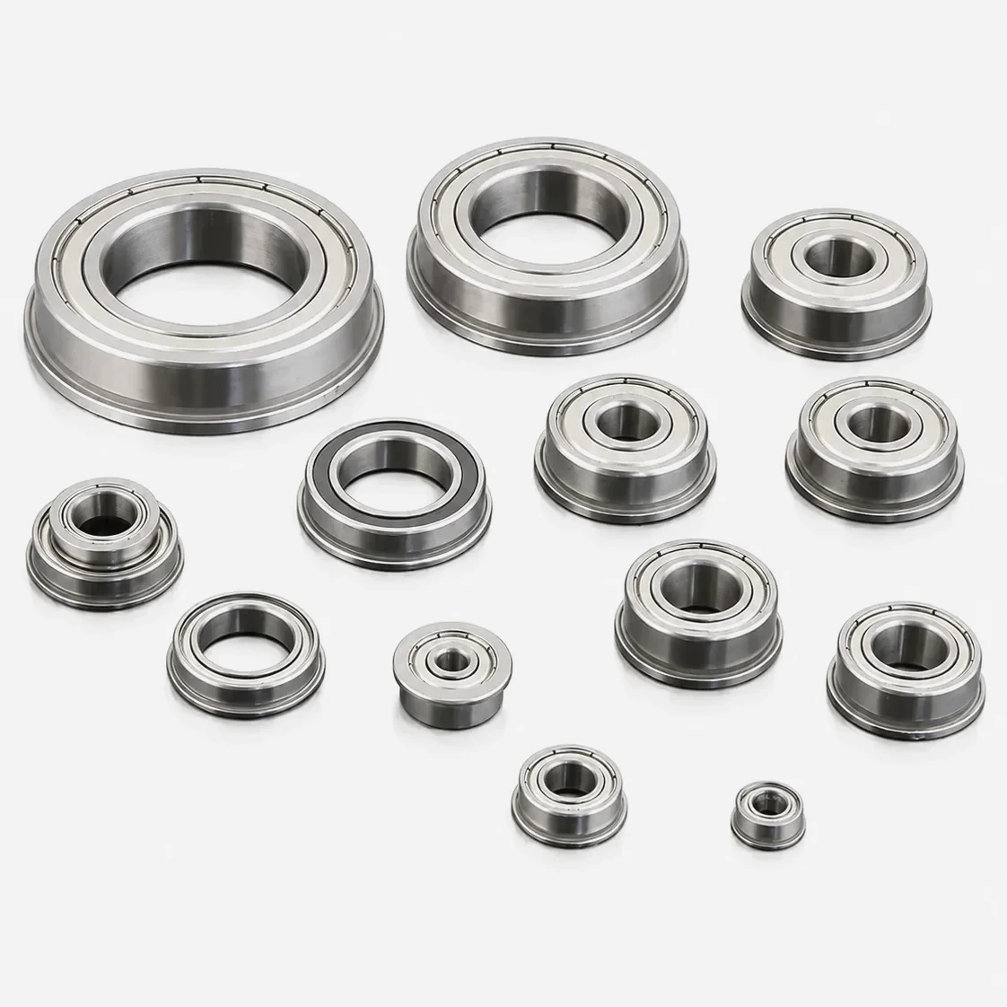 Open flanged ball bearing with integrated outer-ring flange